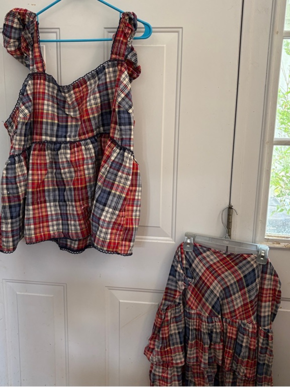 Torrid Belle Isle Red and Blue Plaid Two-Piece Top and Skirt Set sz 2